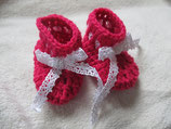 Chaussons bébé en laine rose framboise 0/3 mois