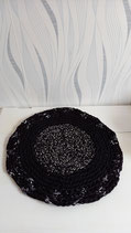 Petit tapis noir et blanc au crochet en coton recyclé