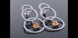 Brillant-Ohrstecker "Circles" aus 750 Weißgold zum Wechseln hier mit Mandaringranat-Tropfen
