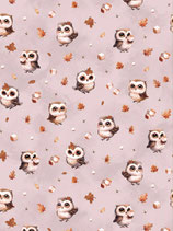 Snood petits hiboux fond rosé