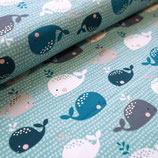 Body baleines fond bleu