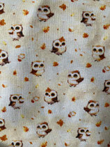 Snood petits hiboux fond crème-jaune clair