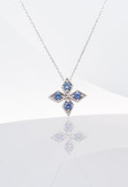 Weißgoldstern mit blauen Safiren & Kette