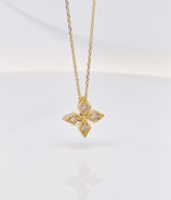 Gelbgoldstern mit champagnerfarbigen Diamanten & Kette (11mm)
