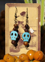BLOW OUT SALE!! Dyed Magnesite skulls (teal), dyed Mother of Pearl, Antique Bronze