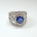 Bague Saphir coussin et diamants