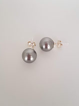 Sterling zilveren oorstekers met een grijze swarowski crystal (parel)