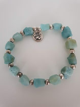 Elastische armband van sterling zilver en amazoniet