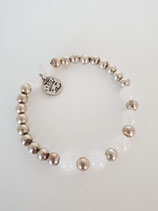 Elastische armband van sterling zilver en bergkristal