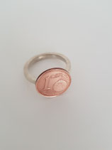 Sterling zilveren ring met 1 eurocent