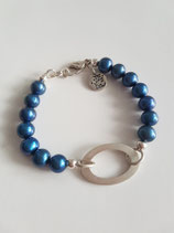 Blauwe parel armband met sterling zilveren onderdelen