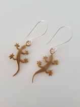 Oorbellen van messing salamanders met sterling zilveren oorhaken