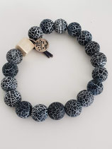 Elastische armband van zwarte agaat