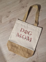 Jute/Canvas Tasche Natural mit personalisierten Druck "DOG MOM"