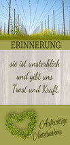 Trauerkarte Text "Erinnerung/HH"