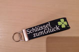 Schlüsselband dunkel grau  Schlüssel zum Glück mit Kleeblatt