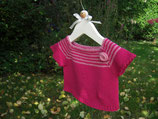 Roter Pullover mit gestrefter Passe mit kurzen Ärmeln für Puppen ca. 50 cm Reborn und dazu passende Söckchen