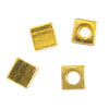 Messing Würfelperlen (1P) - 4mm - goldig (96497)