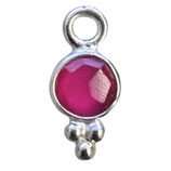 Mini Anhänger () - 4mm Chalzedon Hot - Pink rund verziert (MS4014) -