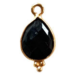 925 Anhänger Tropfen (1) - 8x10mm Onyx schwarz - vergoldet (MG8006)