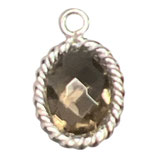 925 Anhänger Oval (1) - Rauchquarz - 6x8mm (MS6807)