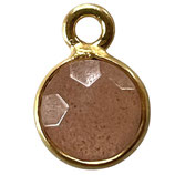 925 Anhänger () - 6mm Pfirsich Mondstein - vergoldet (MG6004) -