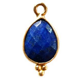 925 Anhänger Tropfen (1) - 8x10mm Lapis Lazuli - vergoldet (MG8005)