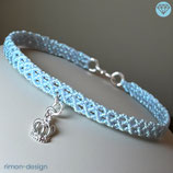 Makramée Armband (1) - Hellblau Macaron mit - Krönchen (30017)