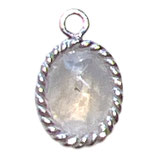 925 Anhänger Oval (1) - Regenbogen Mondstein - 6x8mm (MS6801)