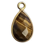 925 Anhänger Tropfen (1) - Tigerauge ~8x12mm - vergoldet (MG1207)