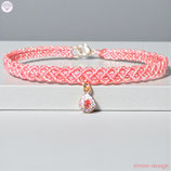 Makramée Armband (1) - Pinkcoral Macaron mit - Strasstropfen (30021)