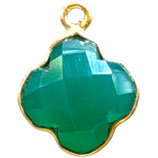 925 Anhänger Klee (1) - Grüner Onyx - ~12mm (MG1217)