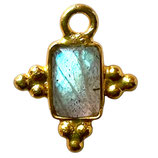 925 Square () - 4x6mm Labradorit - vergoldet (MG4103) -