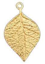 925 Anhänger (1) - ~13x20mm Blatt - vergoldet (4754)