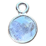 925 Anhänger () - 6mm Regenbogen Mondstein - einfach (MS6001) -