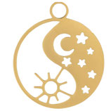 Anhänger YinYang (1) - Edelstahl golden - ~14mm (500151)