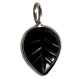 925 Anhänger Blatt () - Onyx schwarz - 8x10mm (MS8025) -