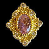 Messingperle (1) - ~18x16mm lavendel/klar - goldig (500136)