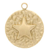 Anhänger Stern (1) - Edelstahl - golden ~14mm (500149)