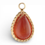 Anhänger Tropfen (1) - Edelstahl mit Karneol - golden ~10x6mm (500085)