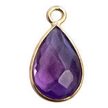 925 Anhänger Tropfen (1) - Amethyst ~8x12mm - vergoldet (MG1205)