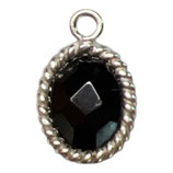 925 Anhänger Oval (1) - Onyx schwarz - 6x8mm (MS6808)
