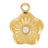 Anhänger Blume (1) - 7mm Edelstahl - golden (97516)