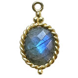 925 Anhänger Oval () - Labradorit - vergoldet 8x10mm (MG8021) -