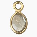 Mini Anhänger Navette () - 6x4mm Citrin - vergoldet (MG060) -