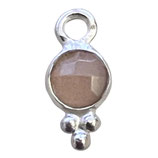 Mini Anhänger () - 4mm Pfirsich Mondstein - verziert (MS4080) -