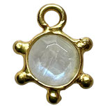 925 Sonne () - 5mm Regenbogen Mondstein - vergoldet (MG5007) -