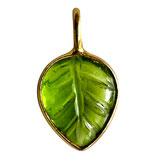 925 Anhänger Blatt () - Peridot Quarz - vergoldet 8x10mm (MG8019) -