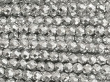 Glas·Perlen (1S) - Silber facettiert - ~2mm (311860)