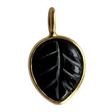 925 Anhänger Blatt () - Onyx schwarz - vergoldet 8x10mm (MG8020) -